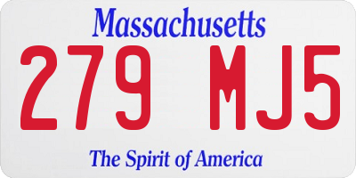 MA license plate 279MJ5