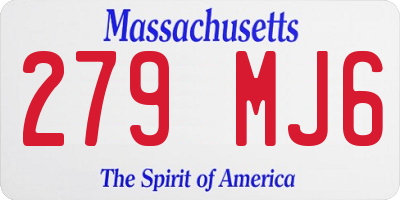 MA license plate 279MJ6
