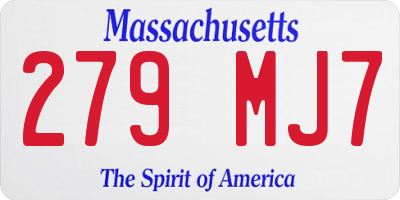 MA license plate 279MJ7