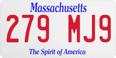 MA license plate 279MJ9