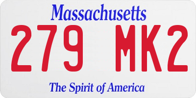 MA license plate 279MK2