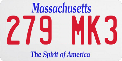 MA license plate 279MK3
