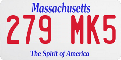 MA license plate 279MK5