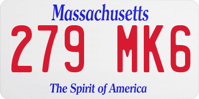 MA license plate 279MK6