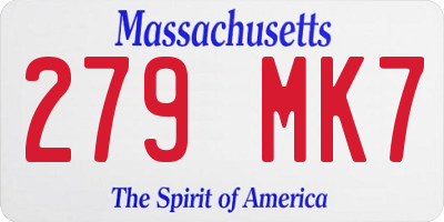 MA license plate 279MK7
