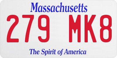 MA license plate 279MK8