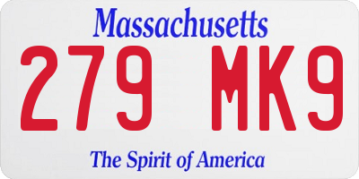 MA license plate 279MK9