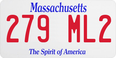 MA license plate 279ML2