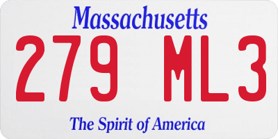 MA license plate 279ML3