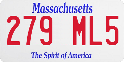 MA license plate 279ML5