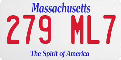 MA license plate 279ML7