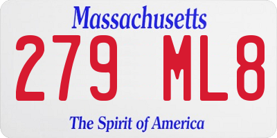 MA license plate 279ML8