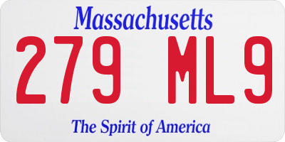 MA license plate 279ML9