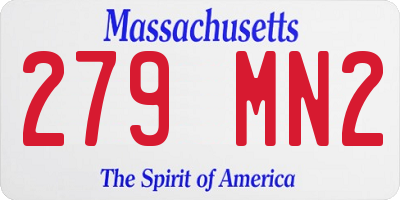 MA license plate 279MN2