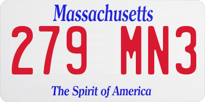 MA license plate 279MN3