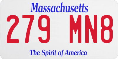 MA license plate 279MN8