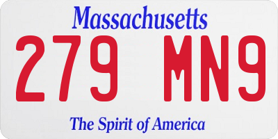 MA license plate 279MN9