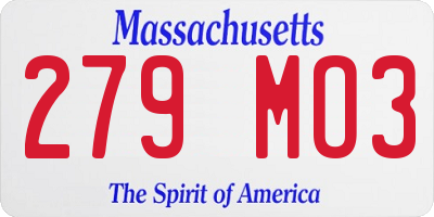 MA license plate 279MO3