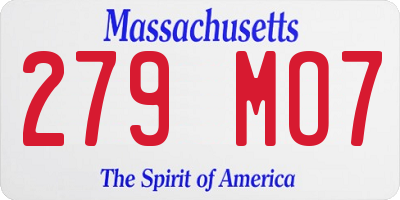 MA license plate 279MO7