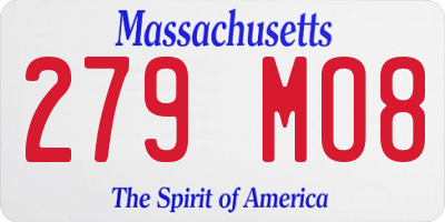 MA license plate 279MO8