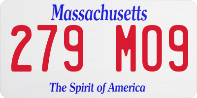 MA license plate 279MO9