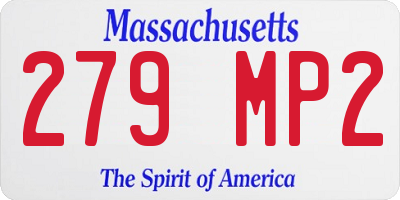 MA license plate 279MP2