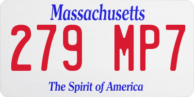 MA license plate 279MP7
