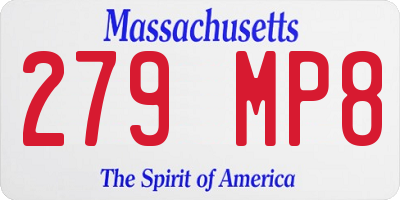 MA license plate 279MP8