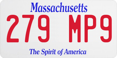 MA license plate 279MP9