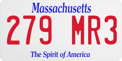MA license plate 279MR3