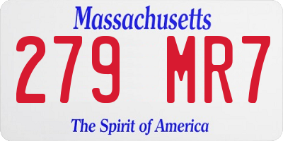 MA license plate 279MR7
