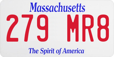 MA license plate 279MR8
