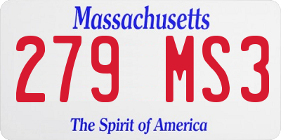 MA license plate 279MS3