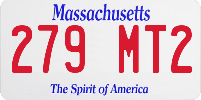MA license plate 279MT2