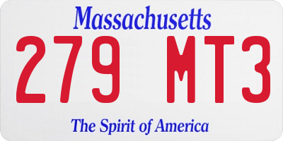 MA license plate 279MT3