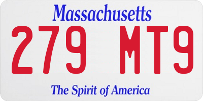 MA license plate 279MT9
