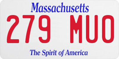 MA license plate 279MU0
