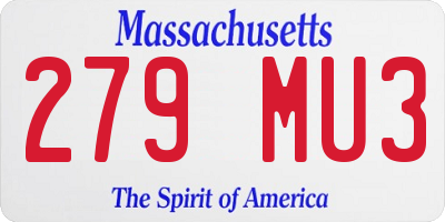 MA license plate 279MU3