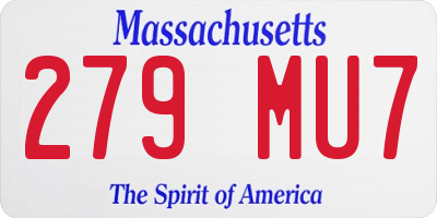 MA license plate 279MU7