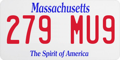 MA license plate 279MU9