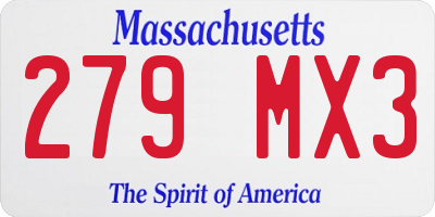 MA license plate 279MX3