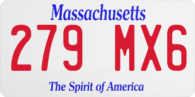 MA license plate 279MX6