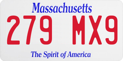 MA license plate 279MX9