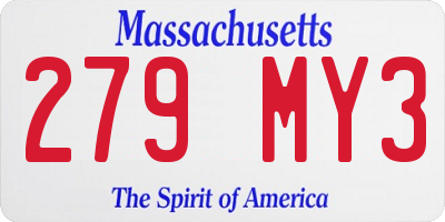 MA license plate 279MY3