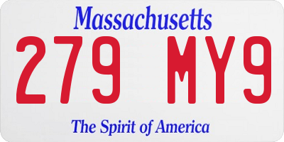 MA license plate 279MY9