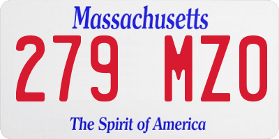 MA license plate 279MZ0