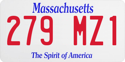 MA license plate 279MZ1