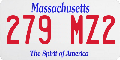 MA license plate 279MZ2