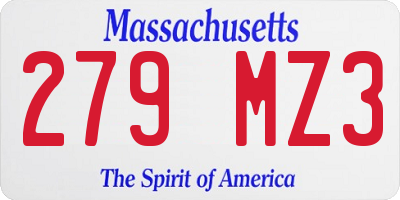 MA license plate 279MZ3