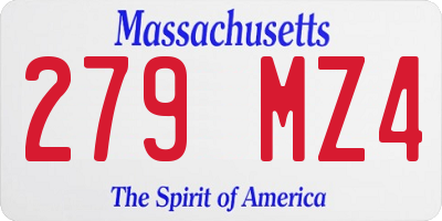 MA license plate 279MZ4